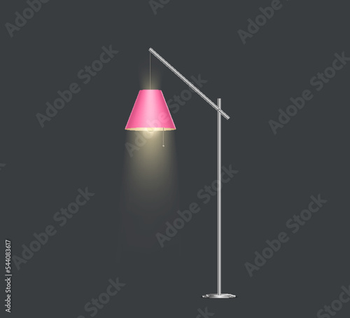 Realistic floor lamp isolated. Modern minimal electric torchere for interior design energy furniture