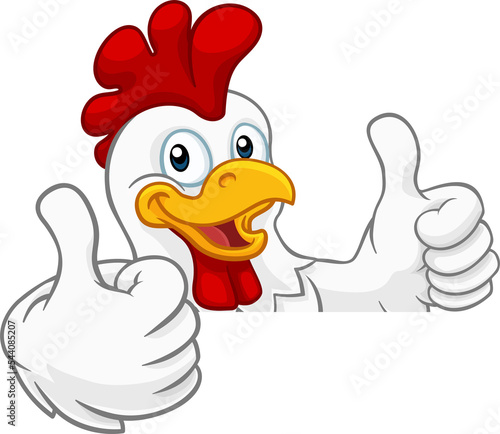 Leinwand Poster Chicken Rooster Cockerel Bird Cartoon Character