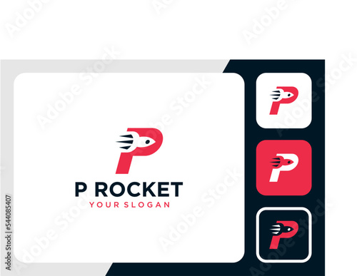 rocket logo design with letter p