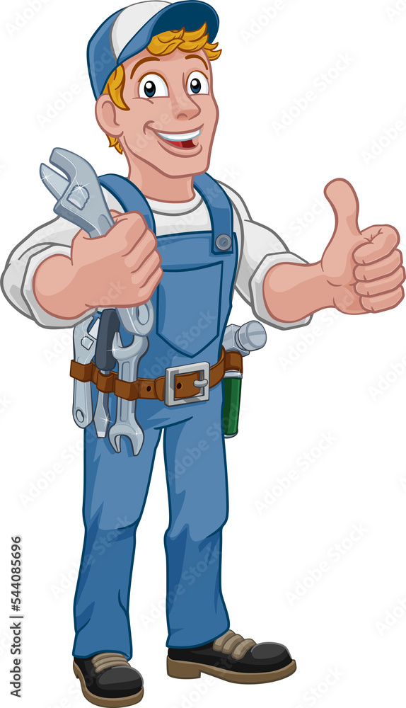 Mechanic Plumber Wrench Spanner Cartoon Handyman Mechanic Plumber Wrench Spanner Cartoon Handyman