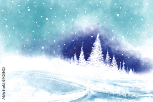 Hand painted watercolor drawing for christmas and happy new year season background © Harryarts