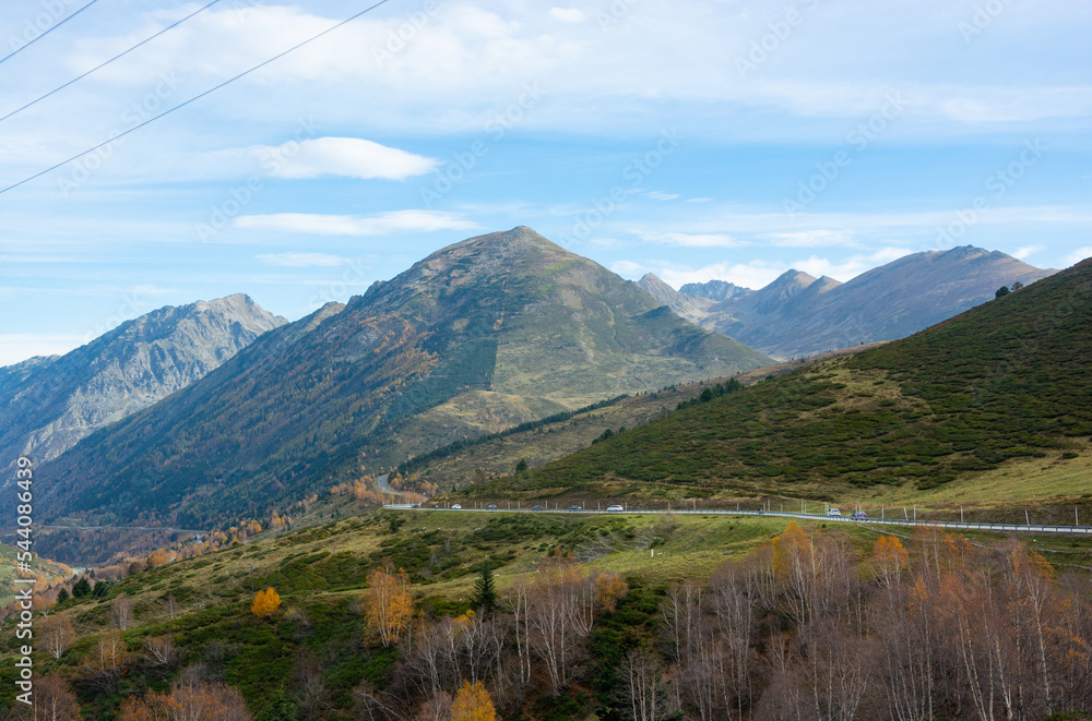 Mountain serpentine and road in Andorra.