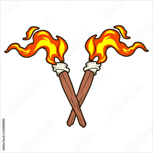 vector design of two torches with a unique flame and on a white background