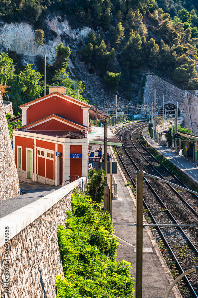 Train Station of Villefranche-sur-Mer, French Riviera, France, Europe