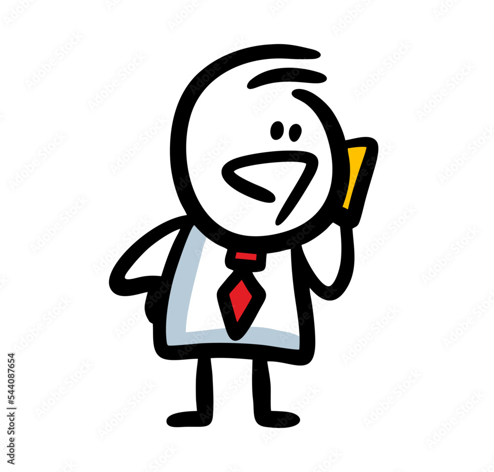 Young businessman talking via smartphone with customer. Young businessman talking via smartphone with customer.
