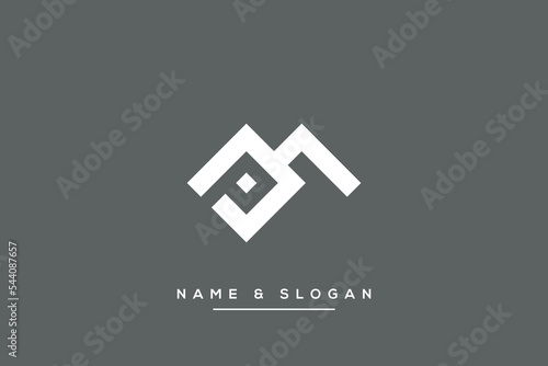 Alphabet letters PM, MP logo vector icon.