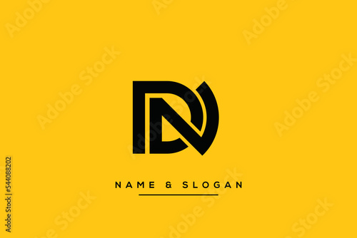 Alphabet letters DN, ND logo vector icon.