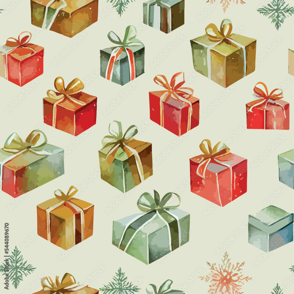 Seamless pattern christmas present, aquarelle gift endless pattern. New-year holidays Seamless pattern christmas present, aquarelle gift endless pattern. New-year holidays
