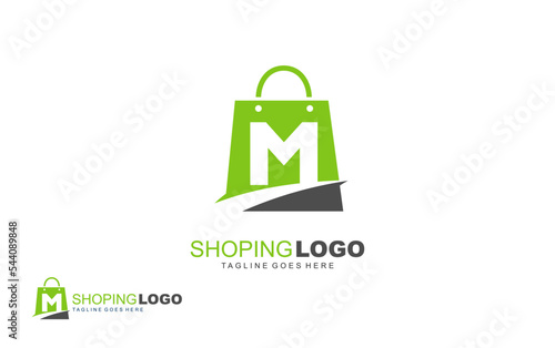 M logo ONLINESHOP for branding company. BAG template vector illustration for your brand.