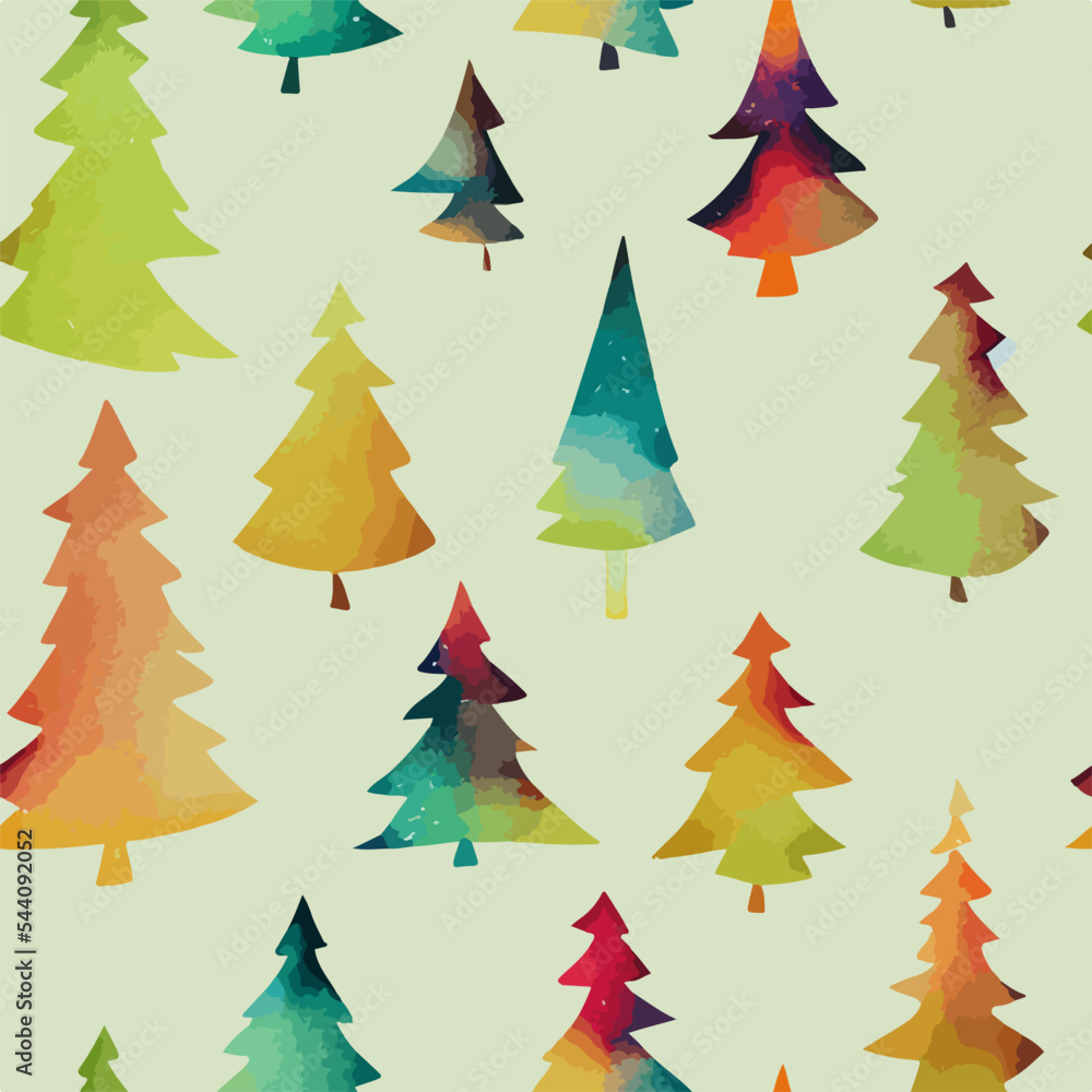 Seamless christmas tree decoration, aquarelle xmas tree endless pattern. Winter holidays Seamless christmas tree decoration, aquarelle xmas tree endless pattern. Winter holidays