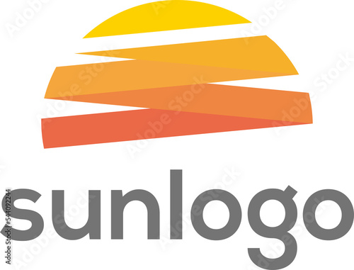 Sun logo. Sunset or Sun appearing retro vintage