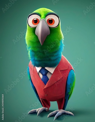 Cute parrot "3D illustration" (selective focus) (colorful) “Generative AI” 
