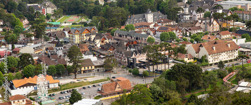 Aerial view of Campos do Jordão Tourist Center, Sao Paulo, Brazil. Top view photo