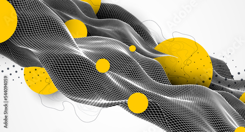 Abstract waves is made in a wireframe style. Template for science and technology presentation.