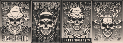 Christmas set monochrome vintage flyers