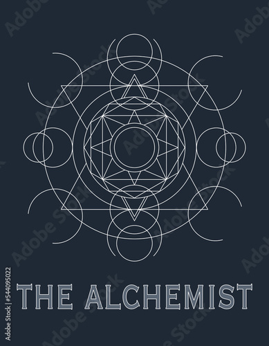 Vector alchemical circle of basic elements. Sacred geometry, vintage design. Magic circle ring, Magic Spell Ring Sparkle, incantation circle, Superpower. Boho print, poster, t-shirt textile.