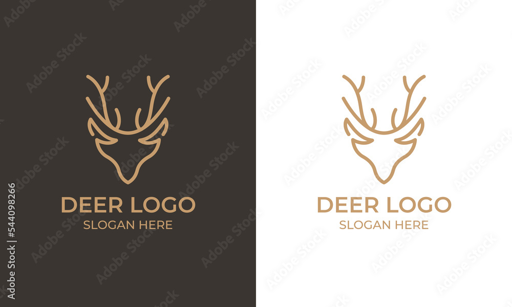 Deer antler logo design and icon inspiration, deer head outline illustration