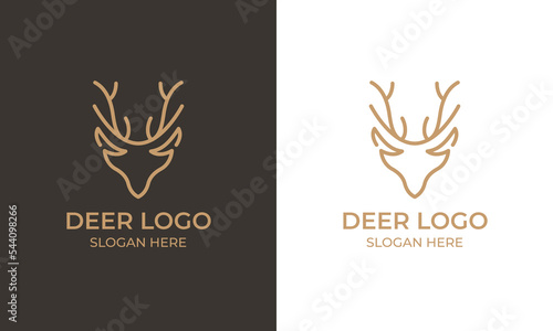 Fototapeta Naklejka Na Ścianę i Meble -  Deer antler logo design and icon inspiration, deer head outline illustration