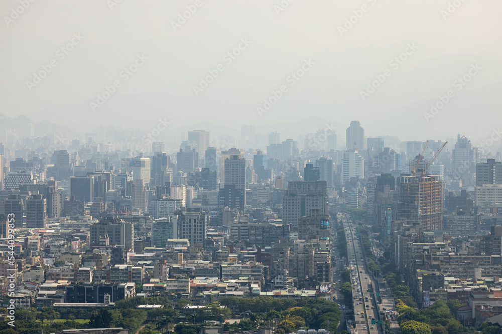 Air pollution over Taipei city downtown