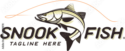 Snook fishing Logo. Unique and fresh snook fish jumping out of the water. great to use as your snook fishing activity. photo