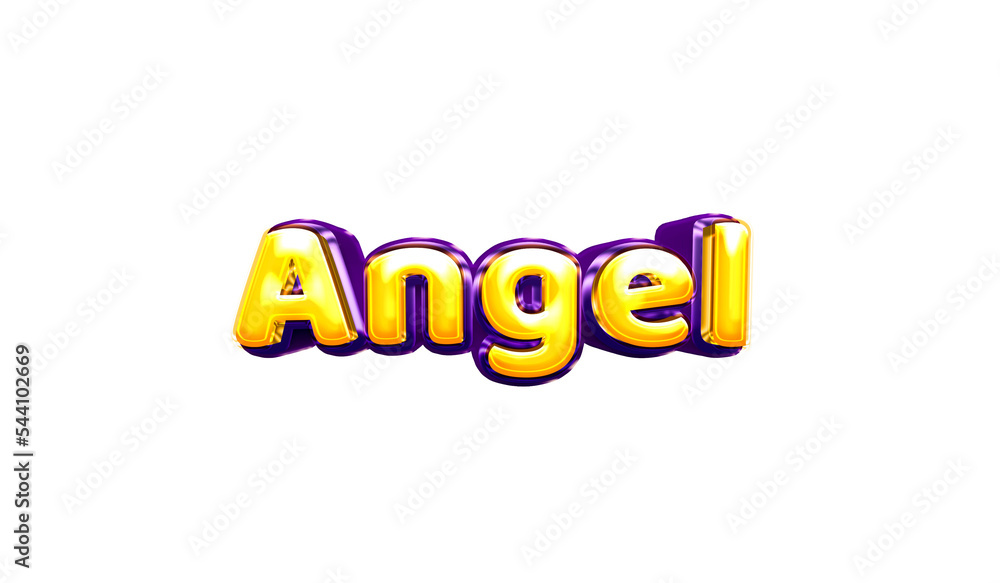 Angel girls name sticker colorful party balloon birthday helium air shiny yellow purple cutout