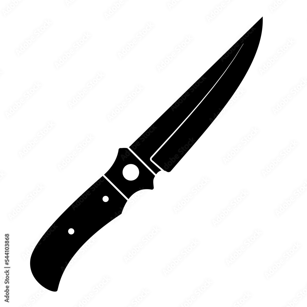 Hunting knife icon. Black knife icon isolated on white background. Vector illustration in flat design. Hunting knife icon. Black knife icon isolated on white background. Vector illustration in flat design.