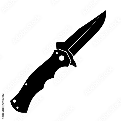 Jackknife icon. Black folding knife icon isolated on white background. Vector illustration in flat design.