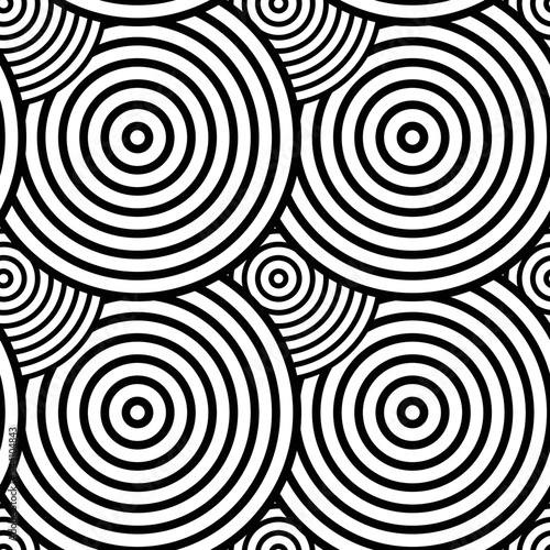 black and white seamless pattern with circles