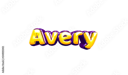 Avery girls name sticker colorful party balloon birthday helium air shiny yellow purple cutout photo