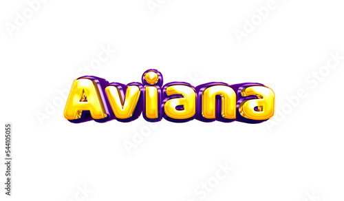 Aviana girls name sticker colorful party balloon birthday helium air shiny yellow purple cutout photo