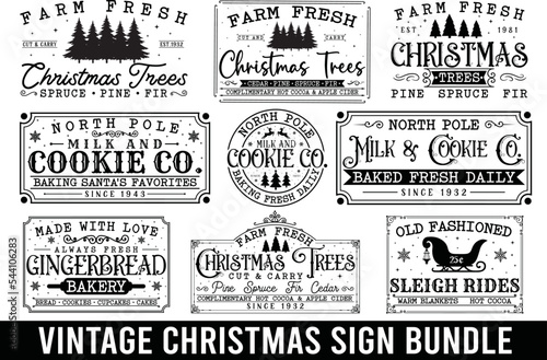 vintage Christmas sign bundle Fototapet