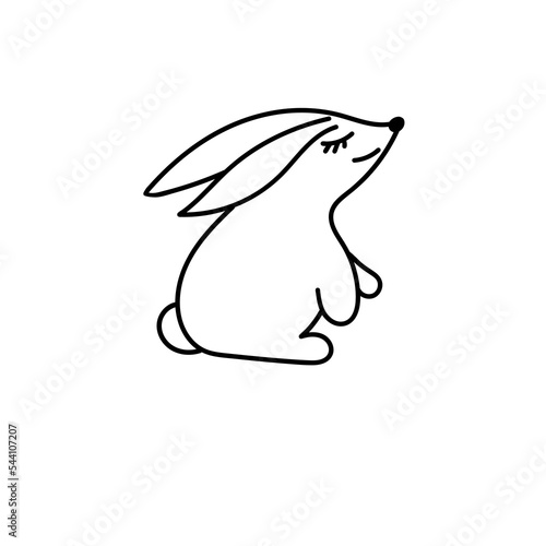 Coloring page rabbit on white background. Vector symbol of the year. 