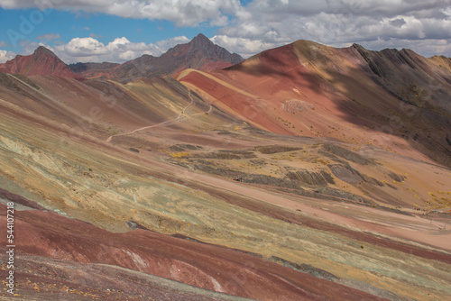 Rainbow Mountain overlooking the Red Valley trail, Peru. 