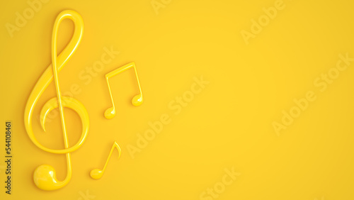 Fotografie Treble clef and music notes on yellow background