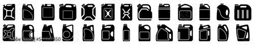 Canister icons set. Fuel tank icon. Black canister icons. Vector illustration.