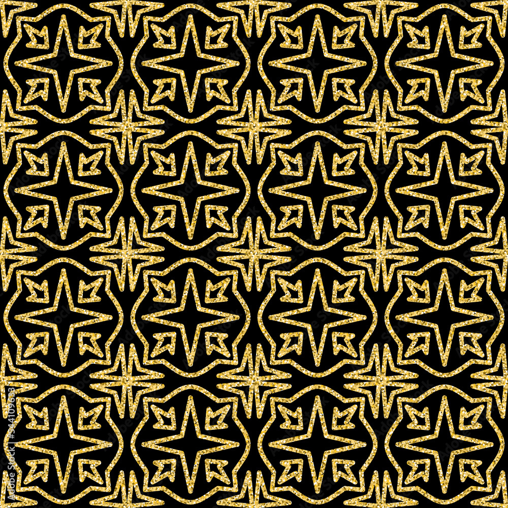 Ornate seamless pattern gold black ornate oriental background