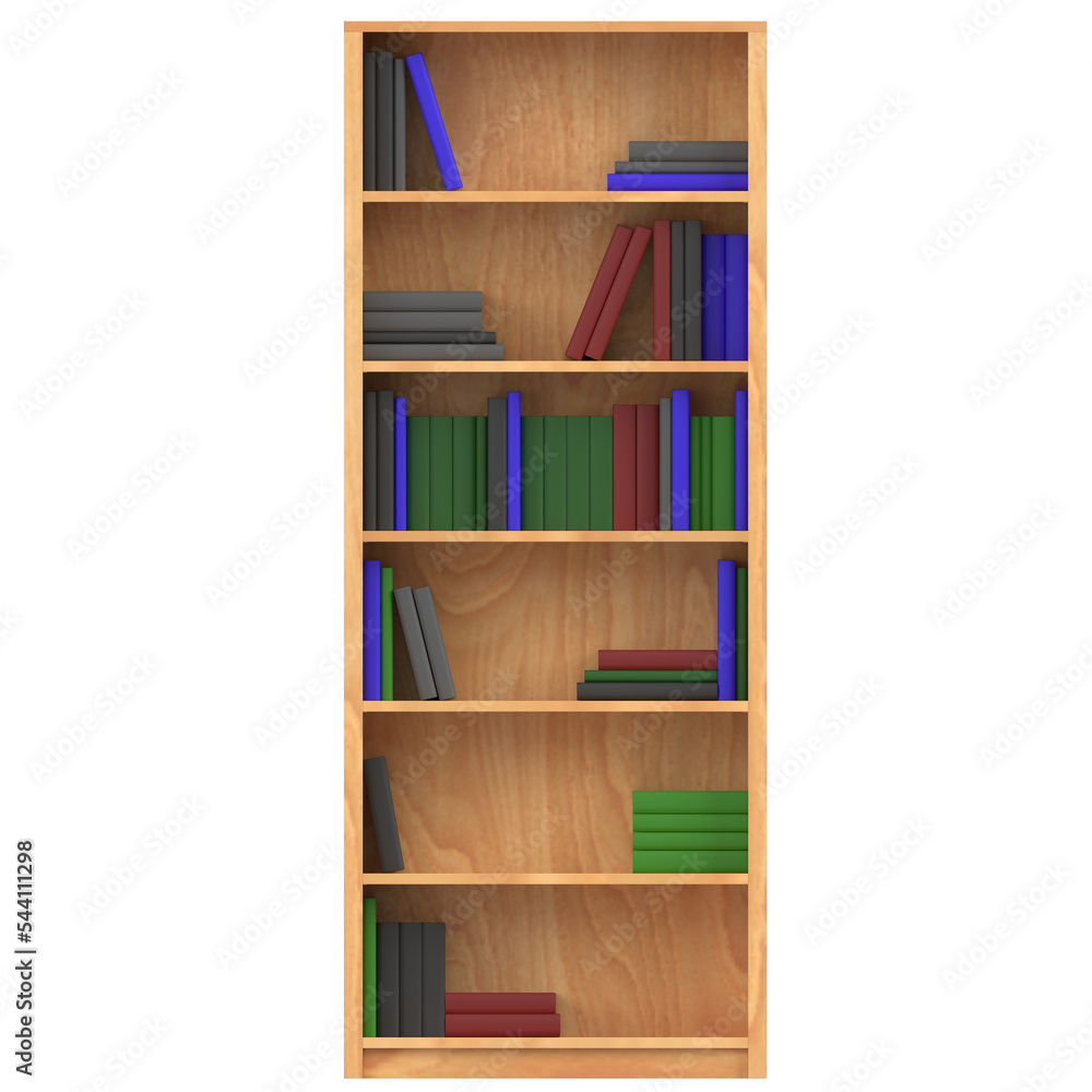 3D rendering illustration of a bookshelf 3D rendering illustration of a bookshelf