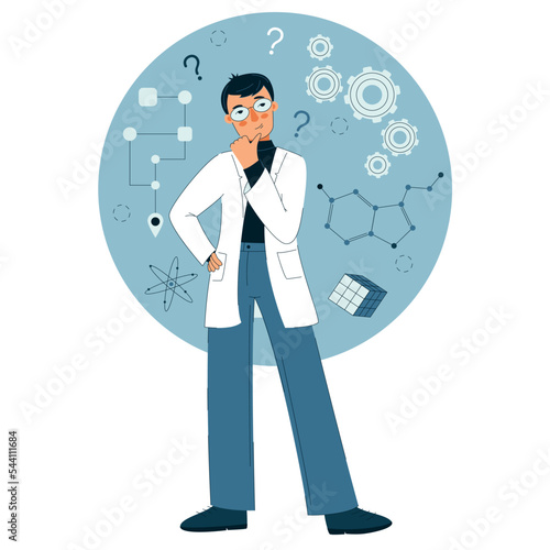 Analysts characters Architect, mbti concept flat vector