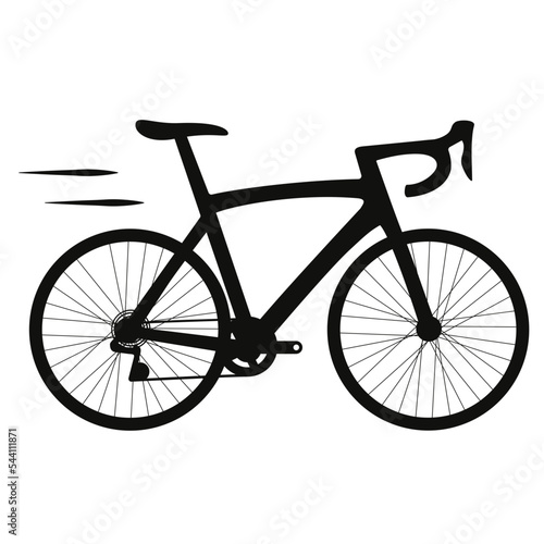 ikona rower szosowy, wektor rower czarny na białym tle  photo