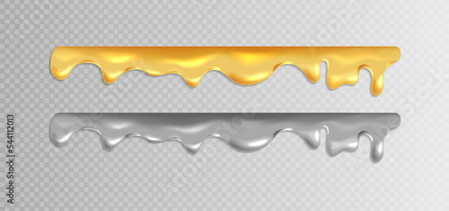 Liquid gold and silver, drops of precious metals