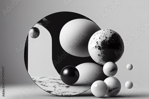 Black and white acrylic paint texture with abstract shapes for creative designs