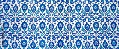 Ottoman handmade tiles from Rustem Pasa Mosque, Istanbul, Turkey.