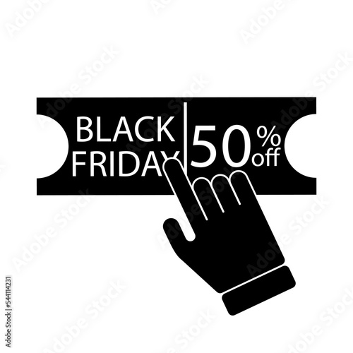 ticket icon with bonus percent for black friday mouse clickable