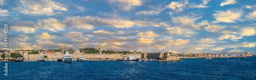 Panoramic view of the medieval town of Rhodes, Dodecanese islands, Greece