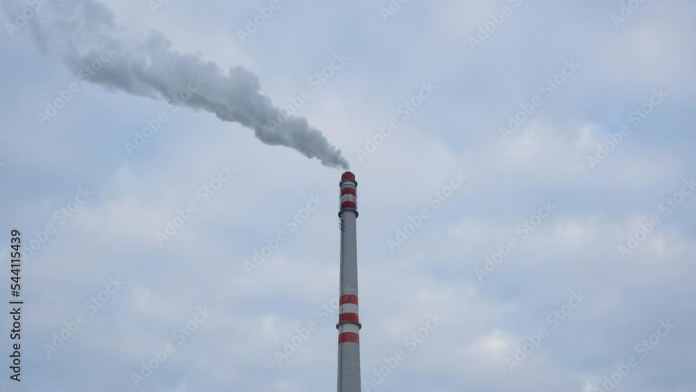 chimney smoke. Euro standard for environmental friendly less emissions into the air. industrial Chimney pipe at a waste recycling station. time lapse chimney smoke. Euro standard for environmental friendly less emissions into the air. industrial Chimney pipe at a waste recycling station. time lapse