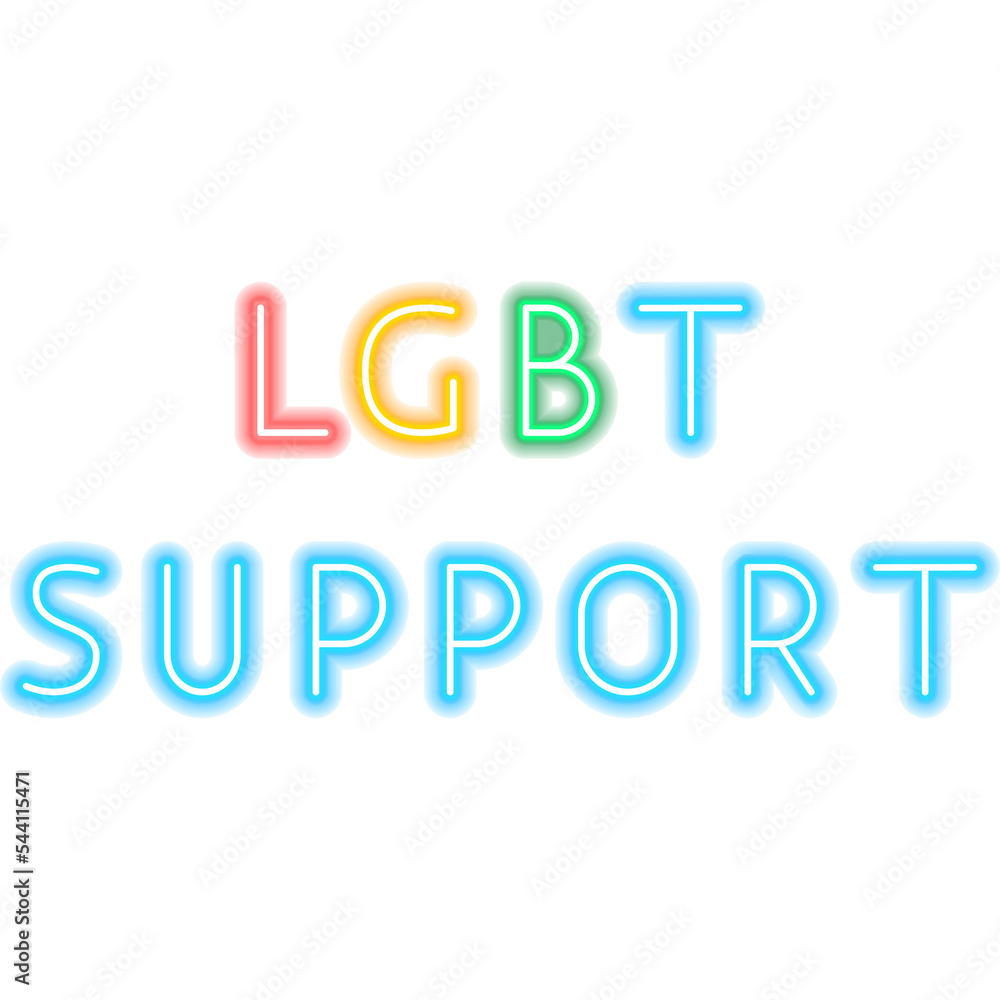 LGBT Support Neon Text. Illustration of People Rights  Promotion.