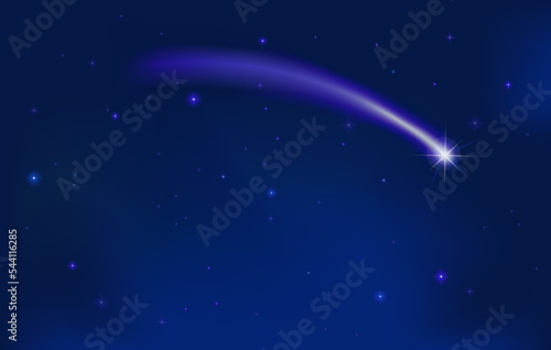 Weihnachtskarte mit Sternenhimmel und Halleyscher Komet, 
Vektor Illustration
