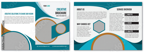 Download Blue Color Bifold Brochure Template Design Vector File