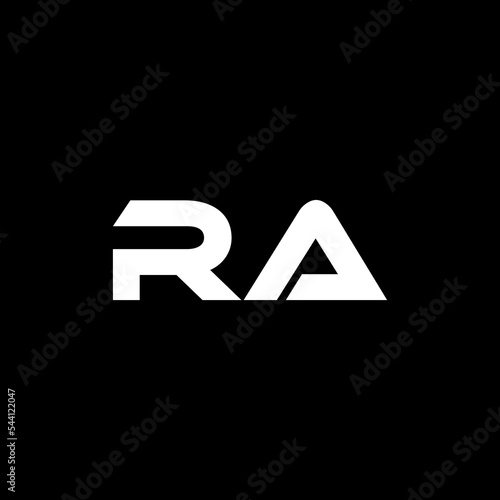 RA letter logo design with black background in illustrator, vector logo modern alphabet font overlap style. calligraphy designs for logo, Poster, Invitation, etc.