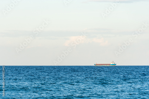 Cargo ship in the Mediterranean sea. Sousse, Tunisia.